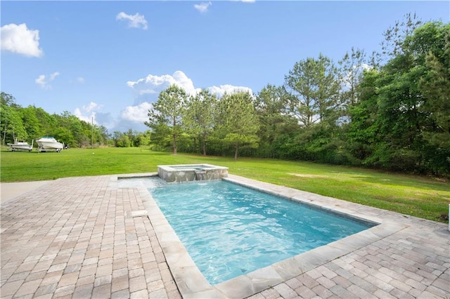 8920A Chunchula-Georgetown Rd, Chunchula, AL 36521 - view of swimming pool with a pool with connected hot tub, a yard, and a patio area