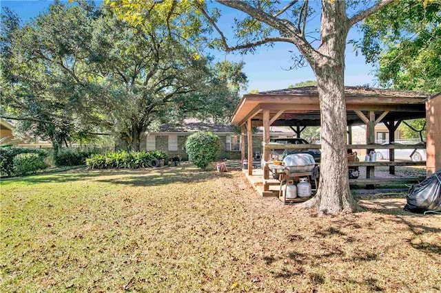 view of yard featuring a deck