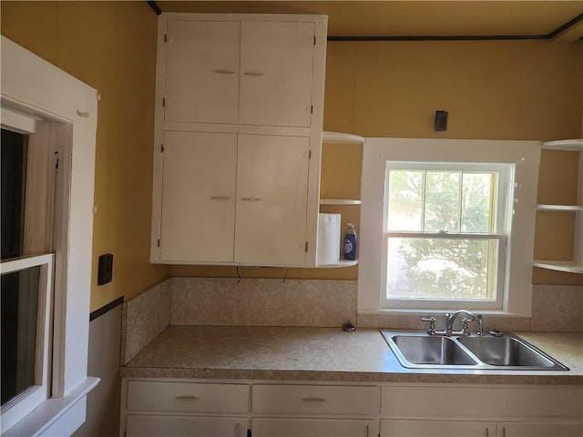 kitchen featuring white cabinets and sink