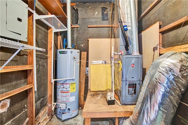 utilities featuring electric panel and water heater