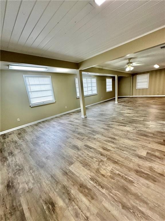 5405 Moffett Rd, Mobile, AL 36618 - basement with wooden ceiling, wood finished floors, and baseboards