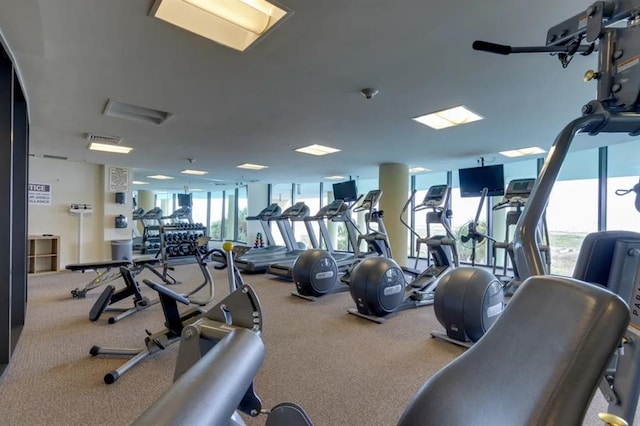 exercise room with visible vents