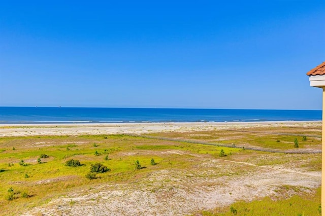 property view of water featuring a beach view