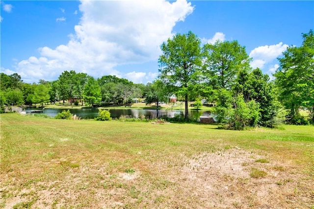 view of yard with a water view