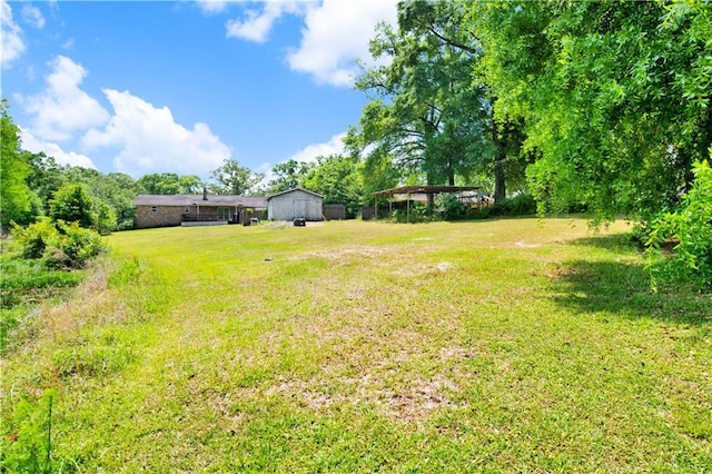 view of yard featuring a carport