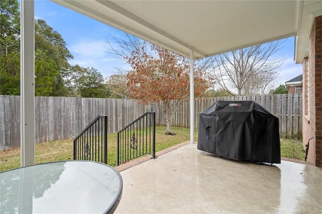 view of patio / terrace featuring a grill