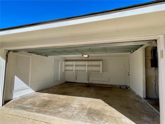 garage with a garage door opener