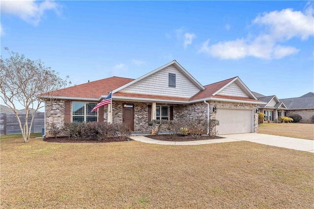 view of front facade featuring a garage and a front lawn