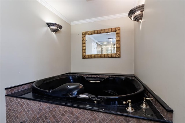 bathroom with ornamental molding