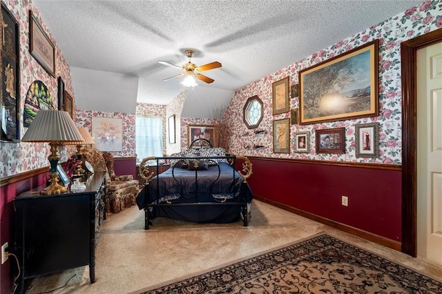 3425 Poe Rd S, Chunchula, AL 36521 - carpeted bedroom with wallpapered walls and a textured ceiling