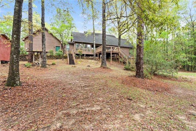3425 Poe Rd S, Chunchula, AL 36521 - back of property featuring stairway and a wooden deck