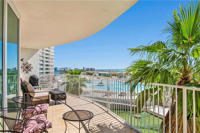 balcony with a water view