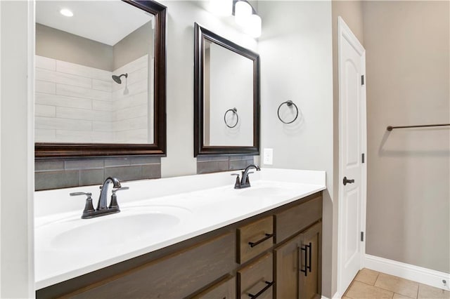 bathroom with vanity and tile patterned floors