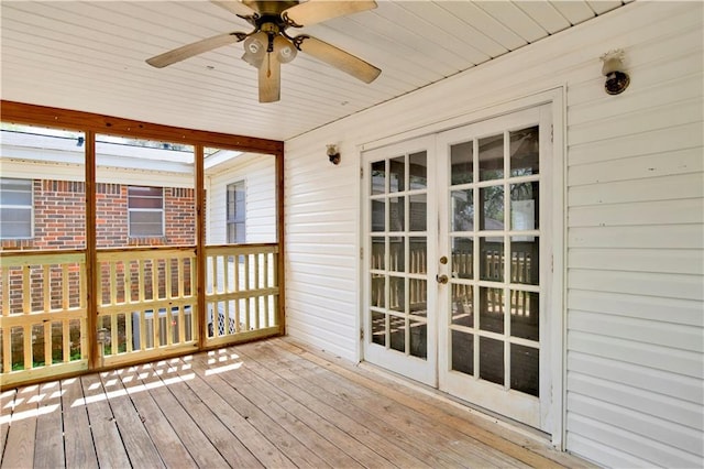 deck featuring a ceiling fan