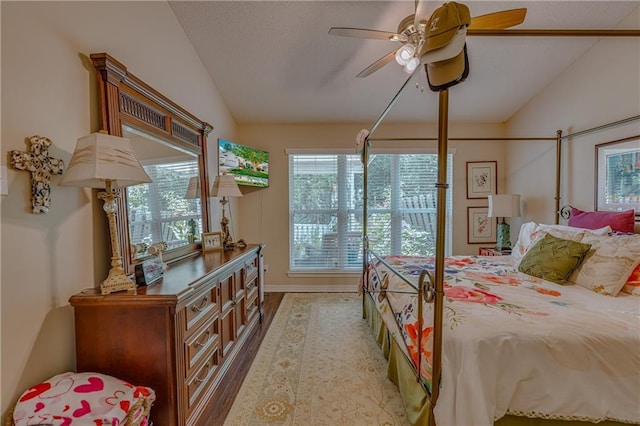 629 Spring Lake Dr W, Mobile, AL 36695 - bedroom with lofted ceiling, wood finished floors, and ceiling fan
