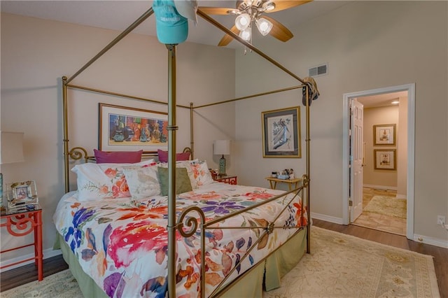 629 Spring Lake Dr W, Mobile, AL 36695 - bedroom with wood finished floors and ceiling fan