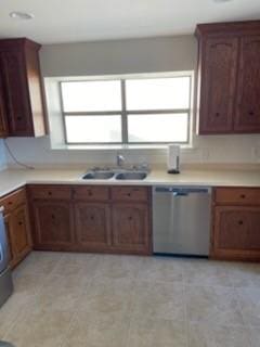 kitchen with sink, stainless steel dishwasher, and a healthy amount of sunlight