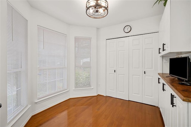 bedroom featuring hardwood / wood-style flooring and a closet