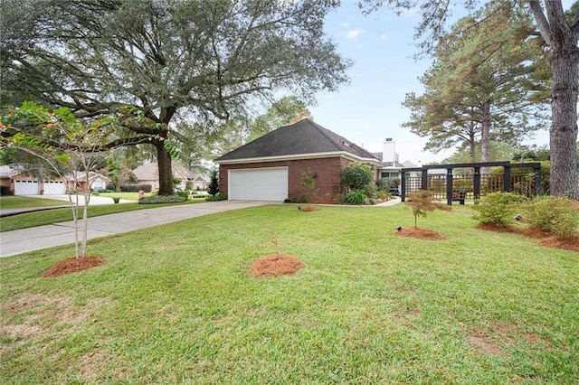 exterior space with a garage