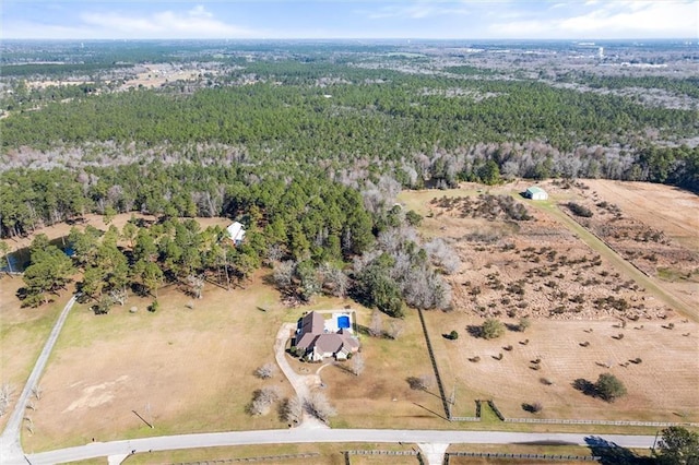 drone / aerial view with a forest view