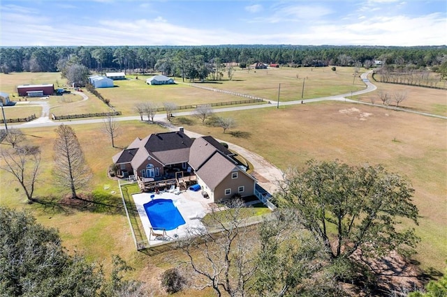 aerial view featuring a rural view