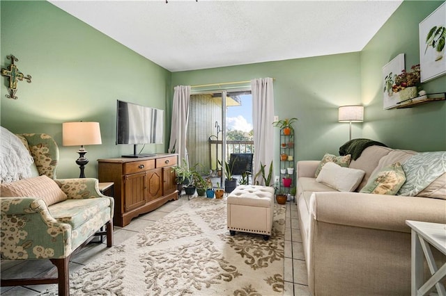 view of tiled living room