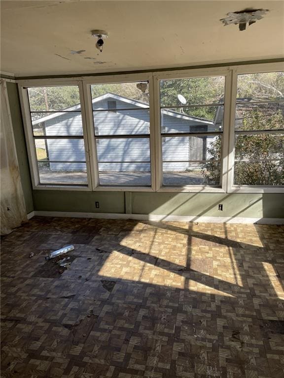 view of unfurnished sunroom