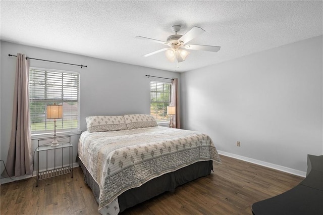 3660 Ching Dairy Rd, Mobile, AL 36618 - bedroom with wood finished floors, a textured ceiling, baseboards, and ceiling fan