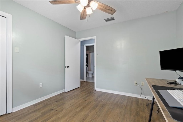 3660 Ching Dairy Rd, Mobile, AL 36618 - office space with wood finished floors, ceiling fan, and baseboards
