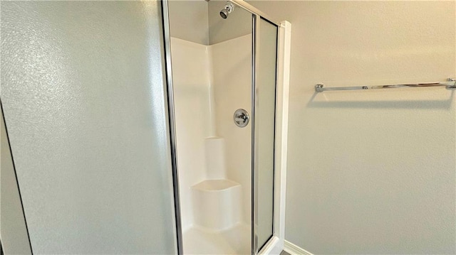 bathroom featuring a shower stall