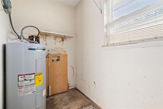 utility room with water heater