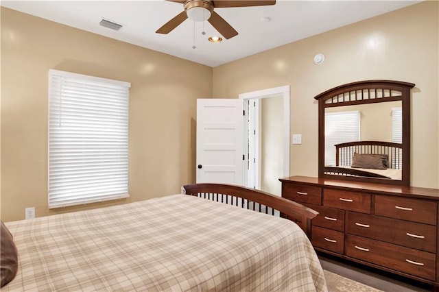 bedroom featuring ceiling fan