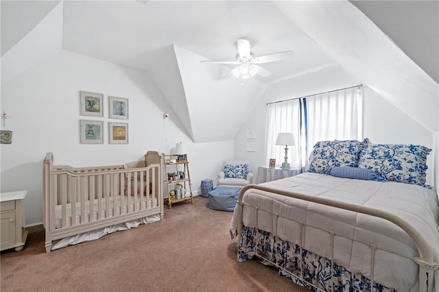 159 Roberts St, Mobile, AL 36604 - carpeted bedroom with lofted ceiling and ceiling fan