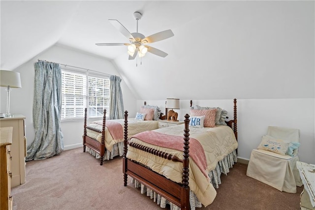 159 Roberts St, Mobile, AL 36604 - carpeted bedroom with vaulted ceiling and a ceiling fan