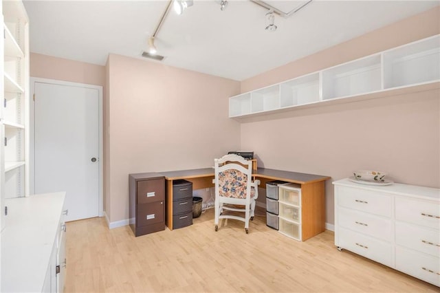 5721 Long Meadow Rd, Mobile, AL 36609 - office featuring track lighting, light wood finished floors, and baseboards