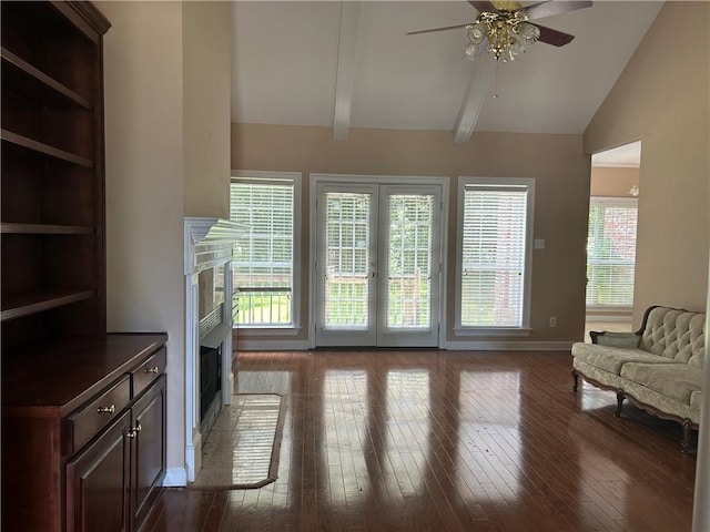 5901 Eastridge Pl, Mobile, AL 36608 - living area with ceiling fan, baseboards, dark wood finished floors, and healthy amount of natural light