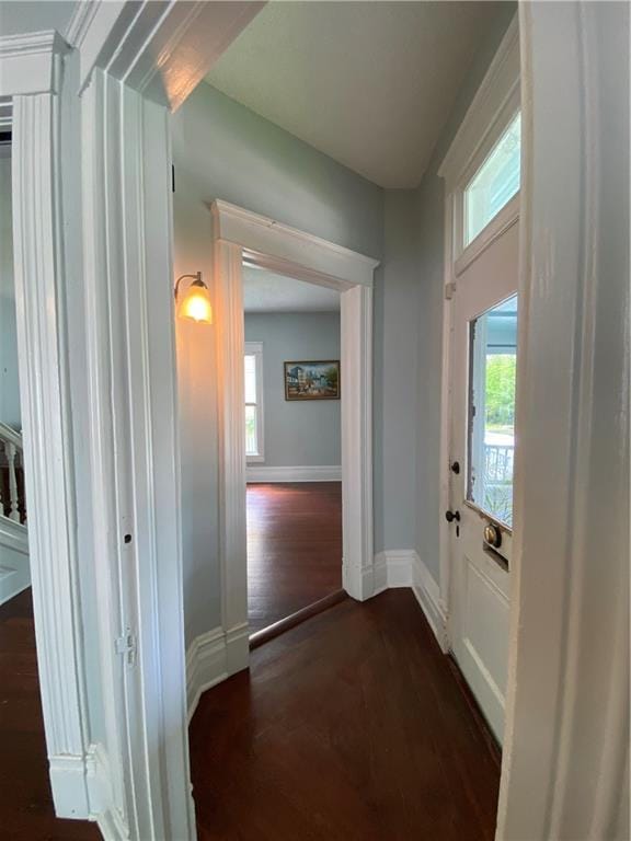 112 Kilmarnock St, Mobile, AL 36604 - corridor with dark wood finished floors and baseboards