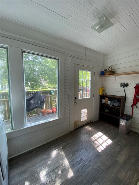 112 Kilmarnock St, Mobile, AL 36604 - doorway to outside with wooden ceiling and wood finished floors