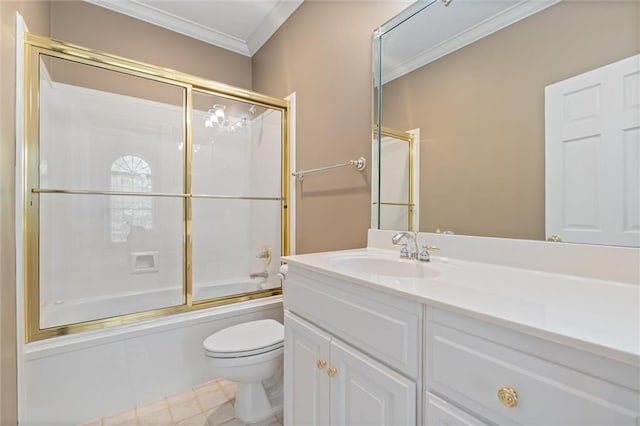 2605 Charleston Oaks Dr W, Mobile, AL 36695 - full bath with crown molding, vanity, and enclosed tub / shower combo