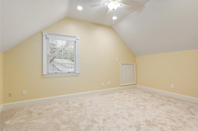 2605 Charleston Oaks Dr W, Mobile, AL 36695 - bonus room featuring vaulted ceiling, ceiling fan, and carpet floors