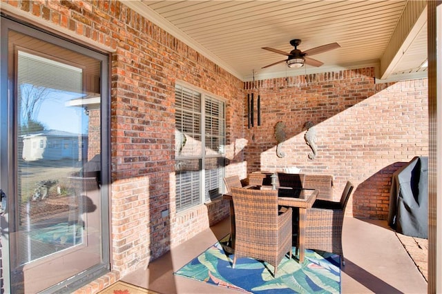 view of patio with ceiling fan