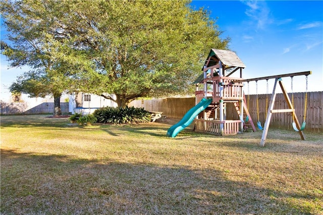 view of playground featuring a yard