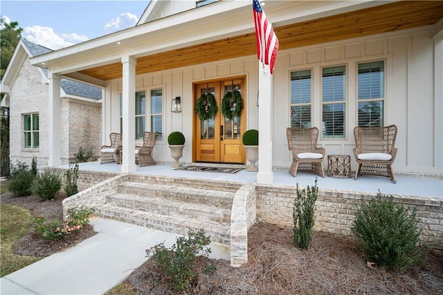 property entrance with a porch