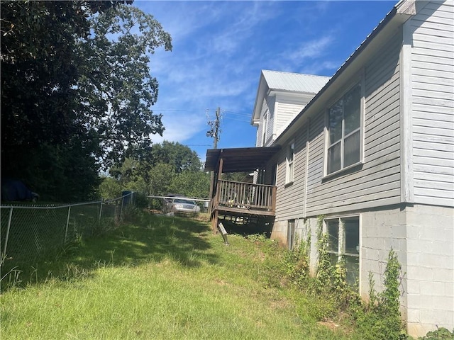 view of yard featuring a deck