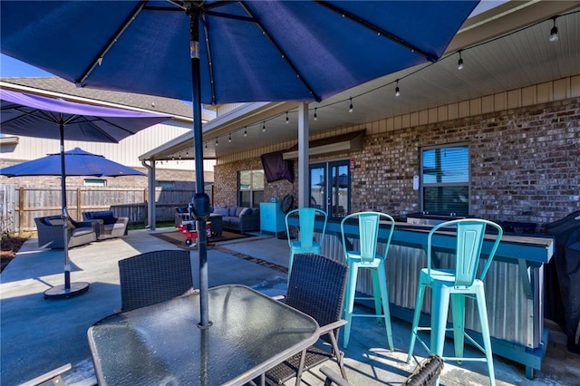 view of patio featuring an outdoor living space