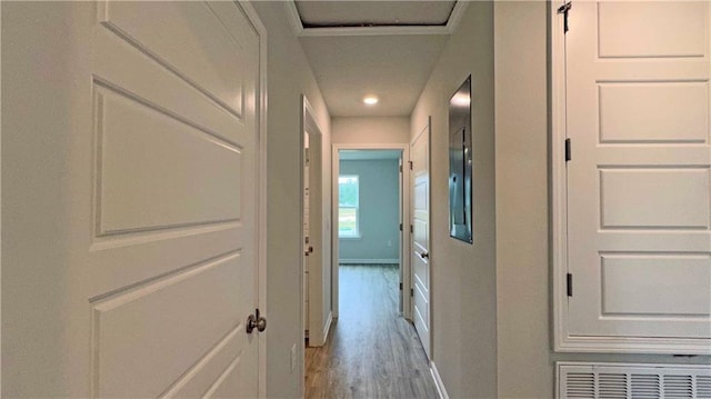 hall featuring light wood-type flooring