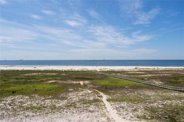 view of water feature featuring a beach view