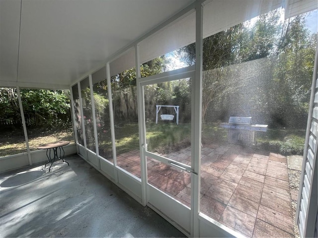 view of unfurnished sunroom