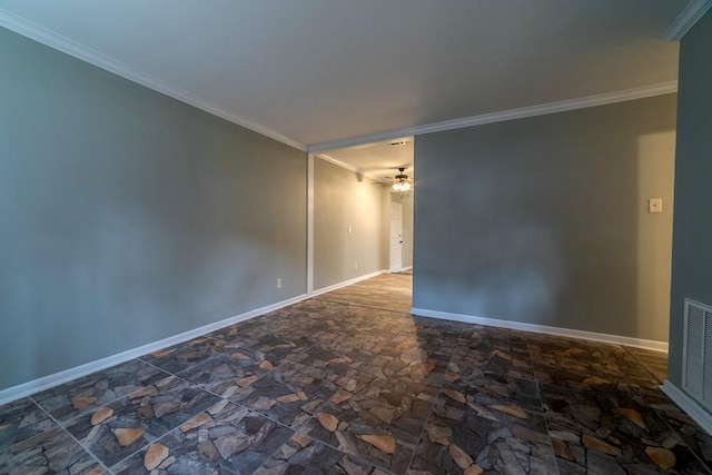 7520 Oak Dr W, Theodore, AL 36582 - spare room featuring crown molding and ceiling fan