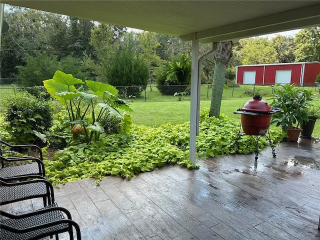 view of patio with a wooden deck